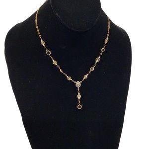 KERRI LINDEN Gold Tone & Crystal Drop Chain Necklace